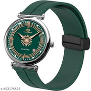 Date Function  Magnet Strap Analog Watch for Men & Boys Silver_26000k