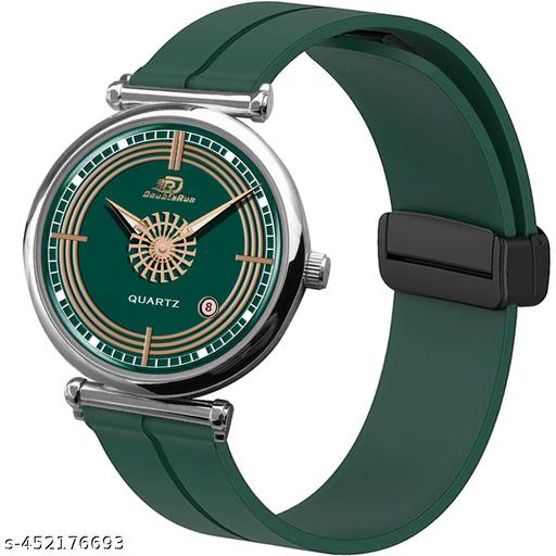 Date Function  Magnet Strap Analog Watch for Men & Boys Silver_26000k