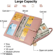 Alexvyan Pink Long Belt Design Bi-Fold Women's Purse Wallet Card Organizer Female Hand Purse Clutch Women/Ladies/Girls Wallets 12 Card Holder 3 Long Pocket -1 Zipper Long Coin Pocket
