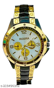 Rosra Gold Black Analog Watch For Men