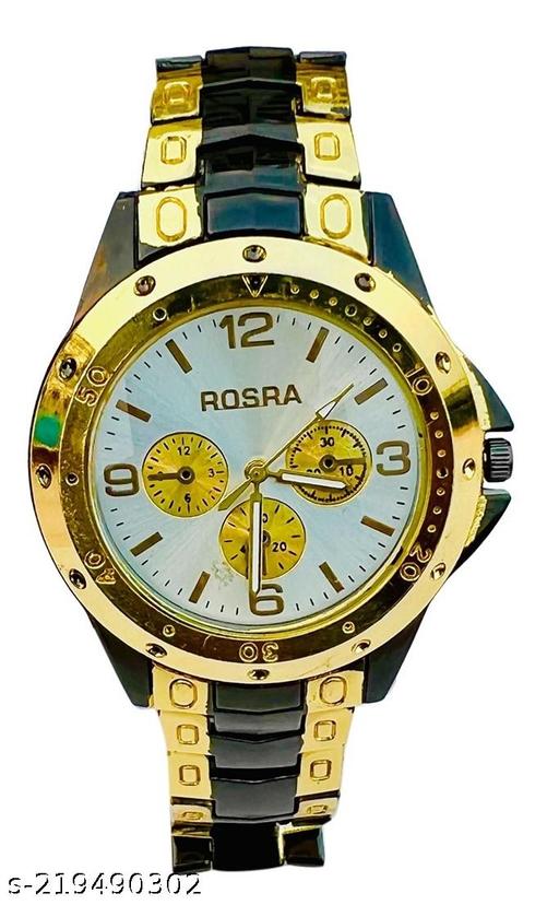 Rosra Gold Black Analog Watch For Men