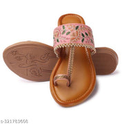 Kolhapuri style flats for women Pink