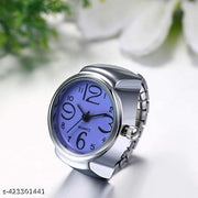 AJS Ring Watch for Women and Men Analog Quartz Watch Arabic Numerals Dial Elastic Band Creative Finger Watch