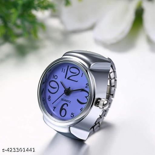 AJS Ring Watch for Women and Men Analog Quartz Watch Arabic Numerals Dial Elastic Band Creative Finger Watch