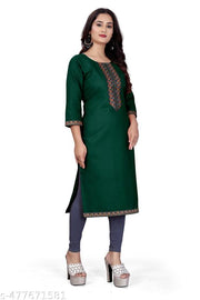 Fashionable Cotton Slub jacquard work Kurti For Women