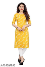 Polyster/Crepe fabric-Women Printed Straight Kurti