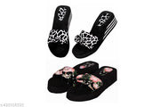 Stylish and Comfortable Attractive Fancy Latest Flat Heel Use Daily Wear & Party Slippers and Flip-Flops For Women & Girls