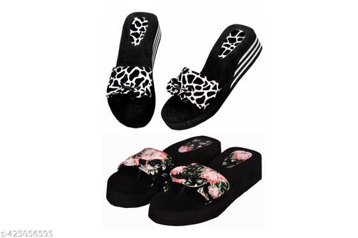 Stylish and Comfortable Attractive Fancy Latest Flat Heel Use Daily Wear & Party Slippers and Flip-Flops For Women & Girls