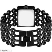 Medboo Black Roman Black Zali Belt Square Women And Girls Analog Watch