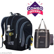 Myron Combo School bag + Lunch Bag Unisex travel Backpack durable and strong Class 5th-10th for School, college, travel and office use Waterproof School Bag  (Black, 50 L)