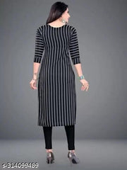 Polyster/Crepe fabric-Women's Regular Fit Aline Kurti Combo Pack Of 2 Pcs.