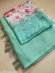 Ethnic Fancy Saree with shifali Work Blouse For  Women And Girls