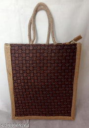Jute Bag-Reusable Tiffin Shopping Grocery Multipurpose Hand Bag with Zip & Handle for Men and Women (Pack of 1)