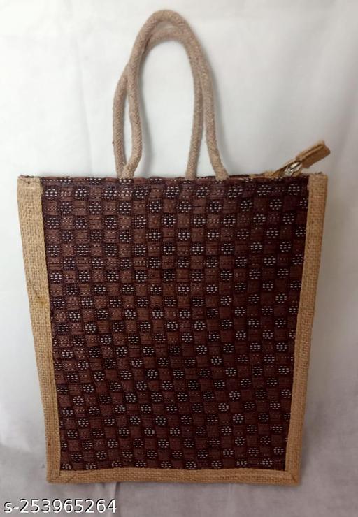 Jute Bag-Reusable Tiffin Shopping Grocery Multipurpose Hand Bag with Zip & Handle for Men and Women (Pack of 1)