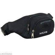 Dein Kleider Waist Pack Travel Handy Hiking Zip Pouch Document  Phone Belt Sport Bag Bum Bag for Men and Women Nylon (Black