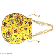 Foxtree 2 Pcs Indian Handmade Embroidered Potli Combo For Womens & Girls Wristlets Handbags To Carry In Parties, Weddings And Social Events Purses.