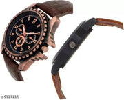 Attractive Men Brown Leather Analog Watch