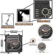 Dual Time Date Display Radium Dial  Magnetic Belt Analog Watch For Men_B31k