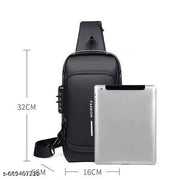 CLASSY WAIST USB BAG GOOD LOOK TRENDING CROSS SLING BUSINESS CASH BAG WITH USB POWER PORT CONNECTION MULTICOLOURED WAIST BAG