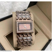 HRV Brown Roman Brown Zali Belt Square Women And Girls Analog Watch