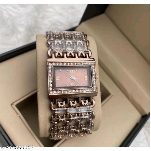 HRV Brown Roman Brown Zali Belt Square Women And Girls Analog Watch