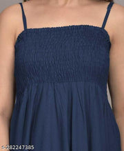 Anarkali Gown for Women and Girls Flared Sleeveless (blue)