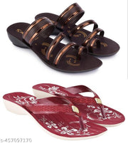 Multicolor Combo of Women's Slippers and Flipflop - Pack of 2