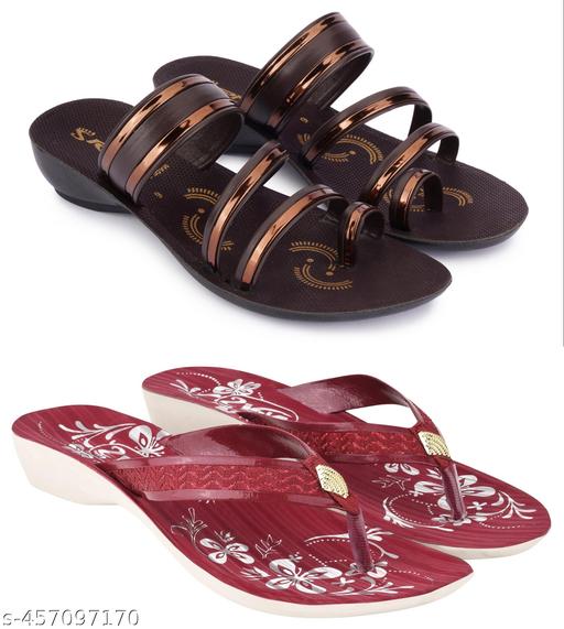 Multicolor Combo of Women's Slippers and Flipflop - Pack of 2