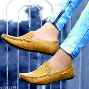 Brown Solid Loafers For Men