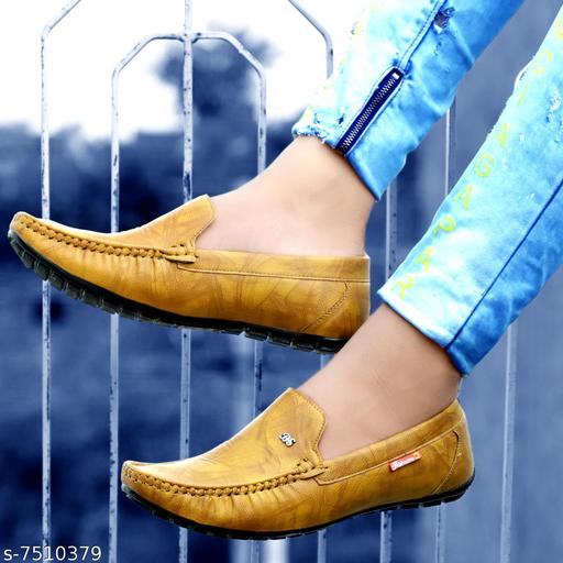 Brown Solid Loafers For Men