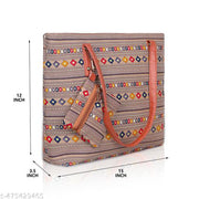 Women's Premium Cotton Printed Vegan Leather Satchel | Medium Top Handle Handbag with Lock Closure, Ladies Purse & Shoulder Strap Tote Bag