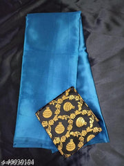 Sana Silk Satin Silk Blue  Saree With Blouse