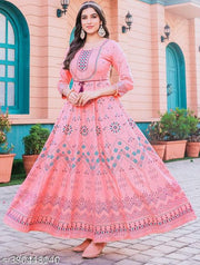 Women Pink Embroidered Anarkali Kurti-