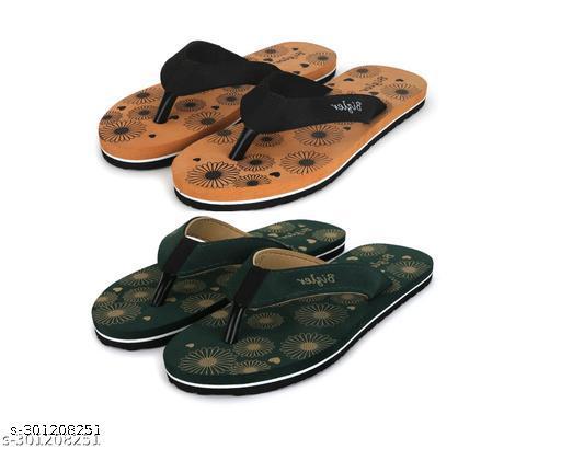 Women's Comfortable Slipper Combo (Pack of 2) | Lightweight EVA Printed Thong Flip-Flops for Daily Use | Doctor Recommended Footwear