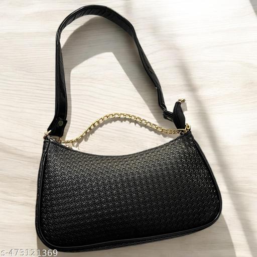 Wave Women's Handcrafted Vegan Leather Black Mini Shoulder Bag
