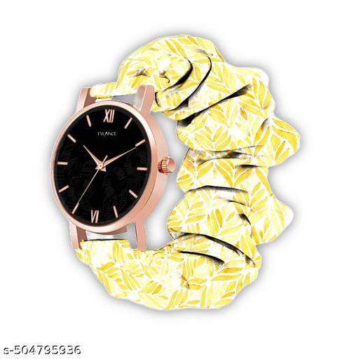 Scrunchies Watch Classic Dial & Unique Scrunchies Watch For Girl & Women Antique Women Multicolor Satin Febric Belt Scrunchies Watch