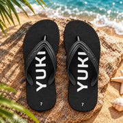 Yuki Unisex Comfortable Flip Flops for Men & Women | Soft Lightweight Casual Slippers | Black Chappal