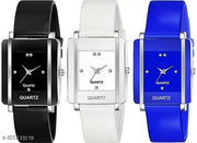 Square Analog Watches Combo PU Belt Watches Combo for Girls Watches Combo for Women Pack of 3