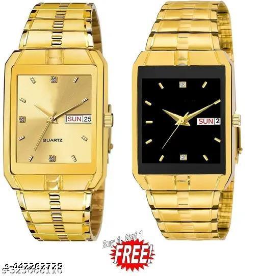 Set of 2 Men Wrist Watch - Golden and Black Watch