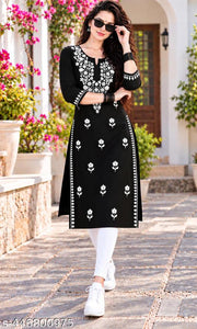 House Of Ara Fashion Womens Hand Embroidered Lucknowi Chikankari Rayon Kurta