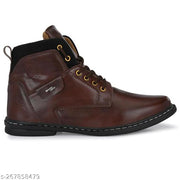 Shoe Island ® Robust-X ™ Leather Dark Brown Trendy Tough Military Lace Ups High Ankle Length Mens Casual Boots For Men (BAB980-BROWN)