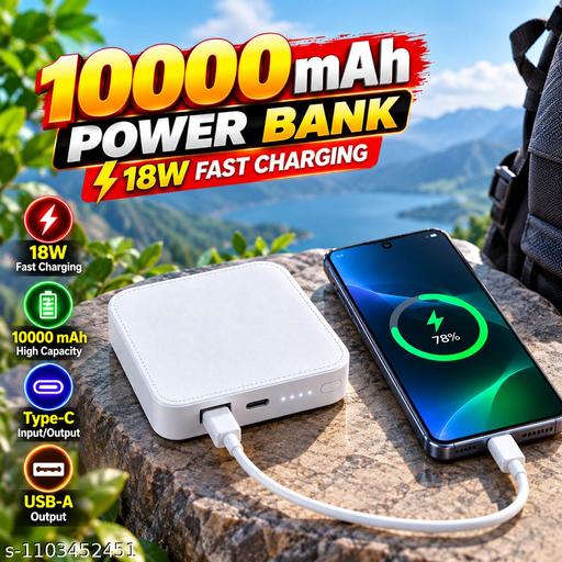 10000 mAh Pocket Mobile Power Bank 18W Fast Charging USB Type C
