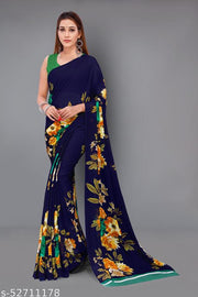 Pretty, Printed Georgette Saree with Blouse Piece