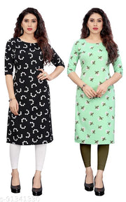 KILLARI Women Printed Straight Kurtis (Combo of 2)