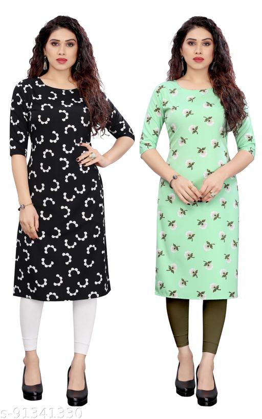 KILLARI Women Printed Straight Kurtis (Combo of 2)
