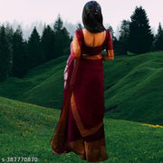 Trendy Chiffon Saree For Women & Girl With Blouse