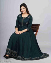 Avi fashions rayon printed ambrodary anarkali gown