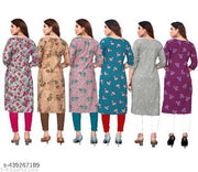 Polyster/Crepe fabric-Women Printed Kurta Combo of 6