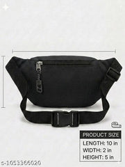 Black Printed Bum Waist and Chest Bag Men and Women