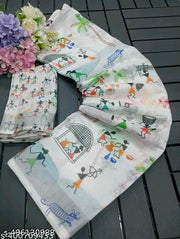 Linen Cotton Digital Floral Print Saree for Women